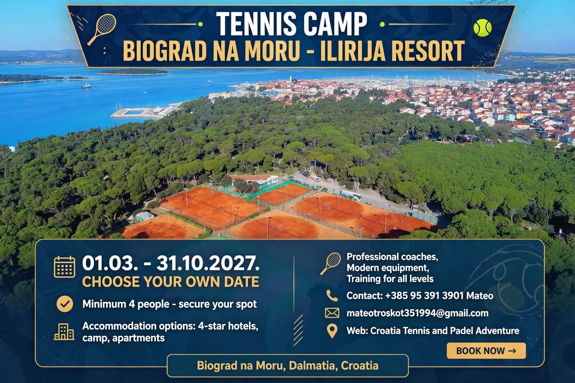 Mateo Troskot tennis camp in Biograd na Moru